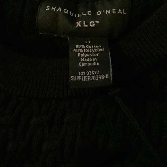 Shaquille O’Neal LT Black Big And Tall Crew Neck Long Sleeve Pullover New - Picture 7 of 7